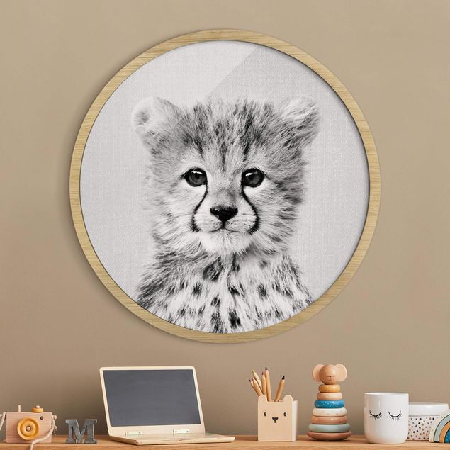 Rund billeder Baby Cheetah Gino Black And White