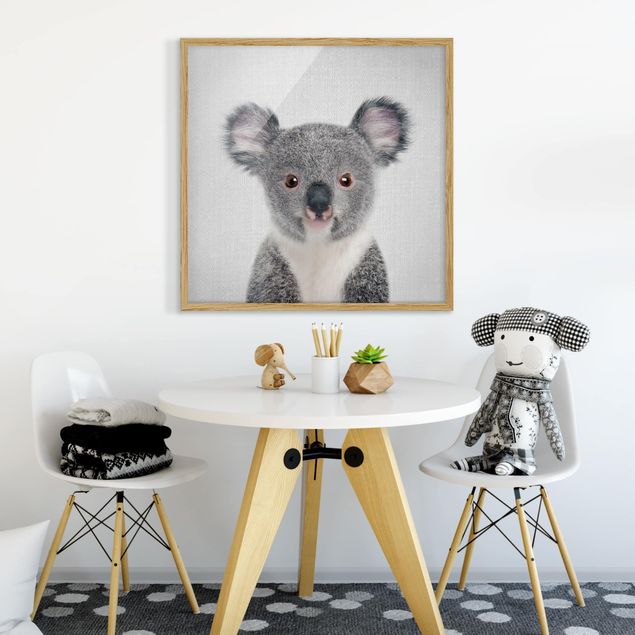 Indrammede plakater sort og hvid Baby Koala Klara