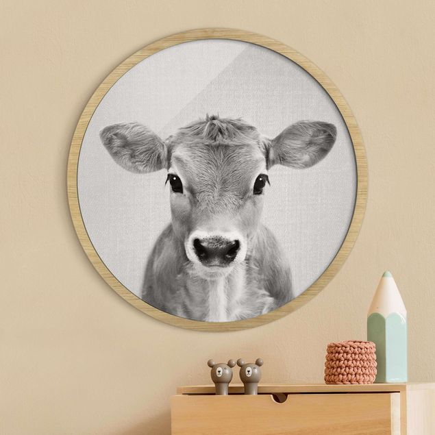 Rund billeder Baby Cow Kira Black And White