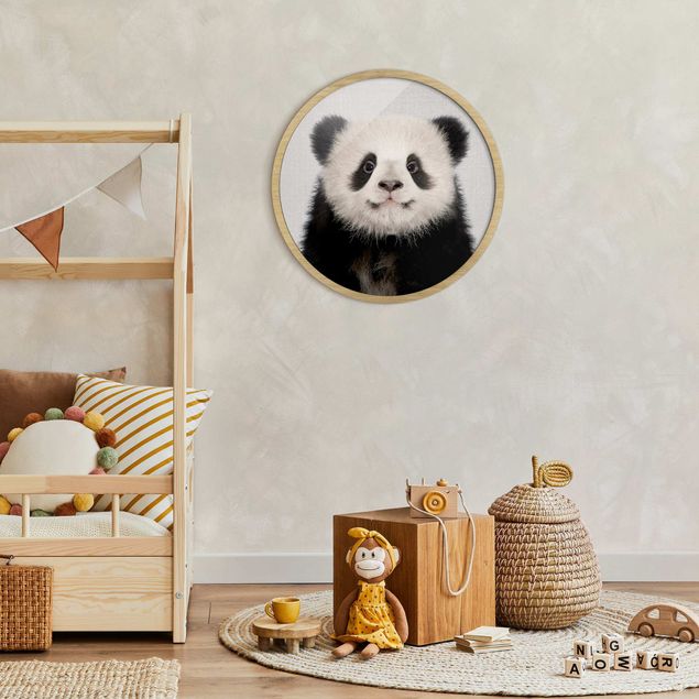 Indrammede plakater sort og hvid Baby Panda Prian