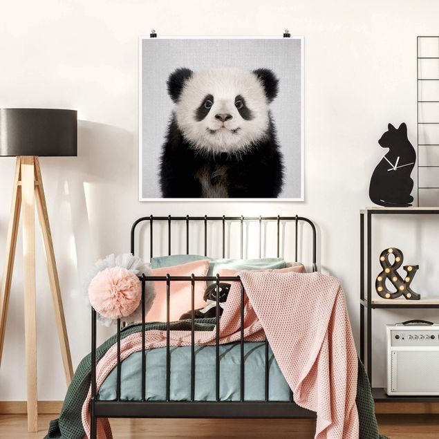 Plakater sort og hvid Baby Panda Prian