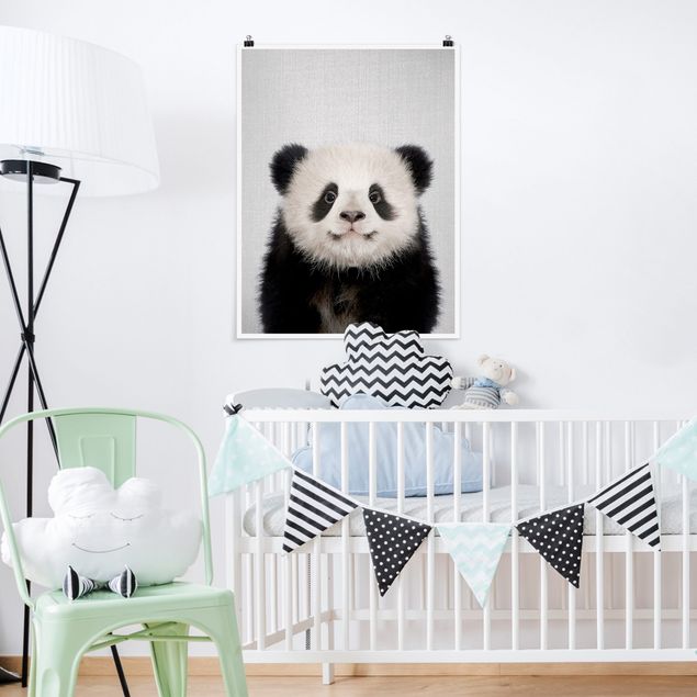 Plakater sort og hvid Baby Panda Prian