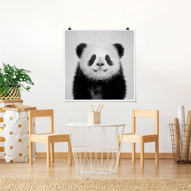 Plakater sort og hvid Baby Panda Prian Black And White