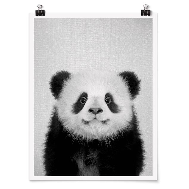 Plakater dyr Baby Panda Prian Black And White