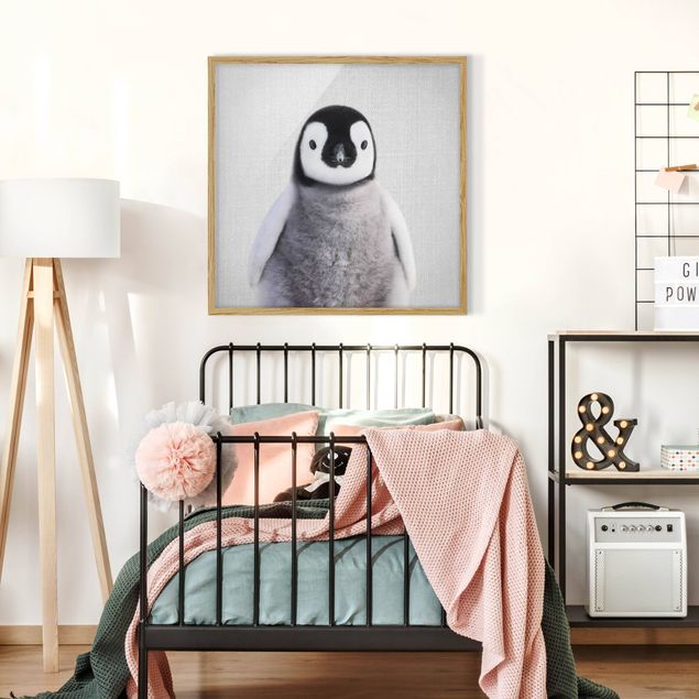 Indrammede plakater sort og hvid Baby Penguin Pepe