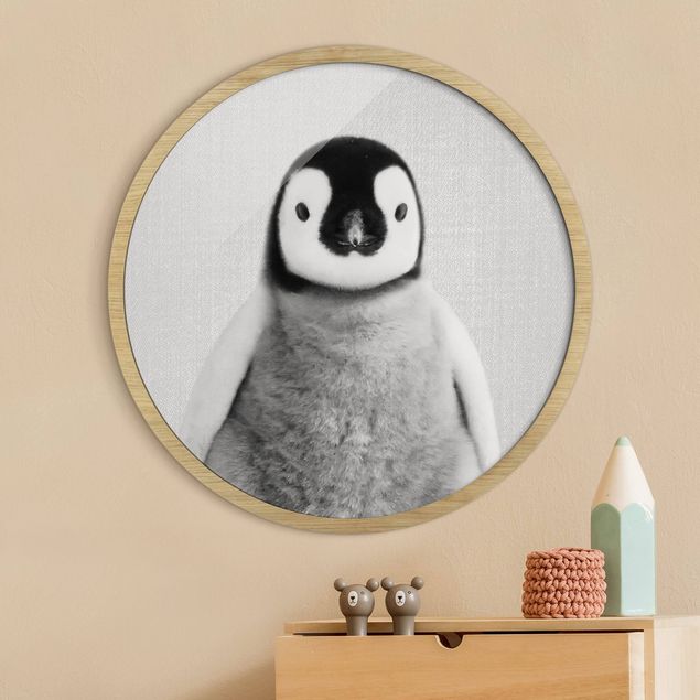 Rund billeder Baby Penguin Pepe Black And White