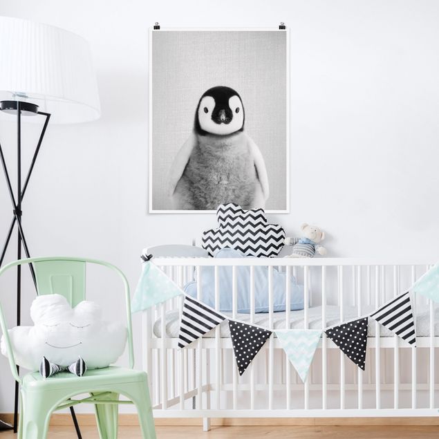 Plakater sort og hvid Baby Penguin Pepe Black And White