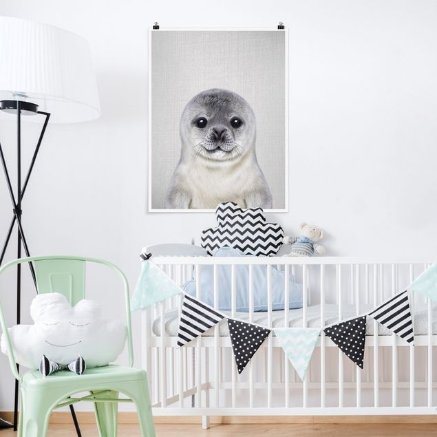 Plakater sort og hvid Baby Seal Ronny