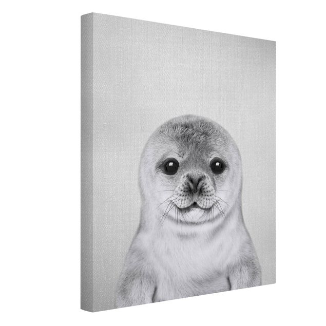 Billeder på lærred dyr Baby Seal Ronny Black And White