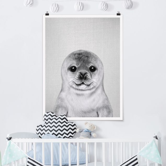 Børneværelse deco Baby Seal Ronny Black And White