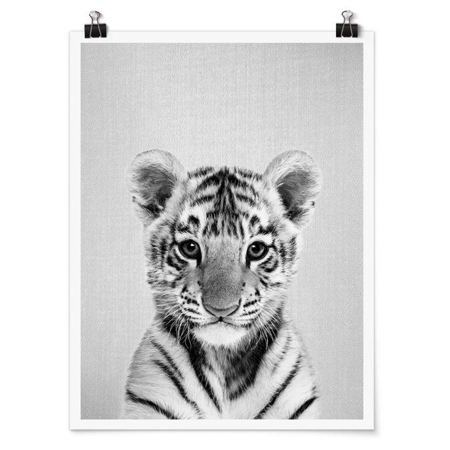 Plakater dyr Baby Tiger Thor Black And White