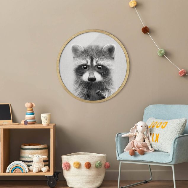 Rund billeder Baby Raccoon Wicky Black And White