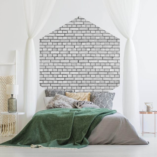 Tapet med mønster Brick Wall White