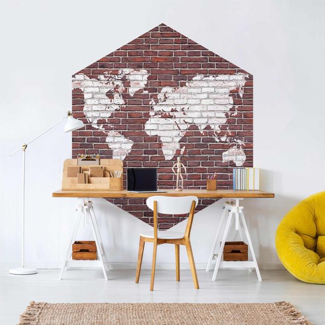 3d tapet Brick World Map