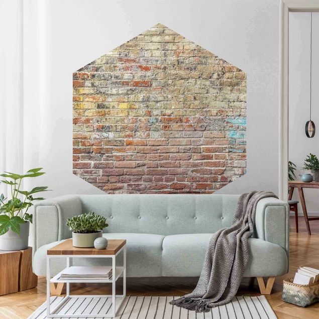 Tapet industriel Brick Wall With Shabby Colouring