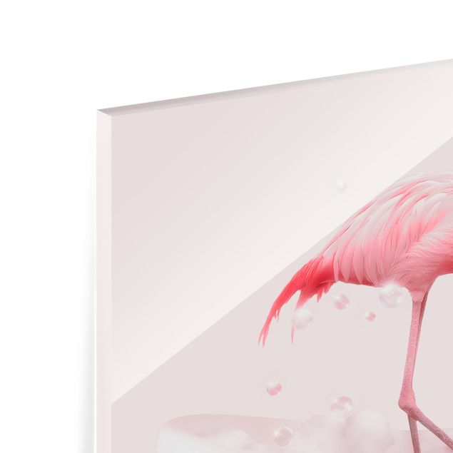 Glas magnettavla Bath Tub Flamingo