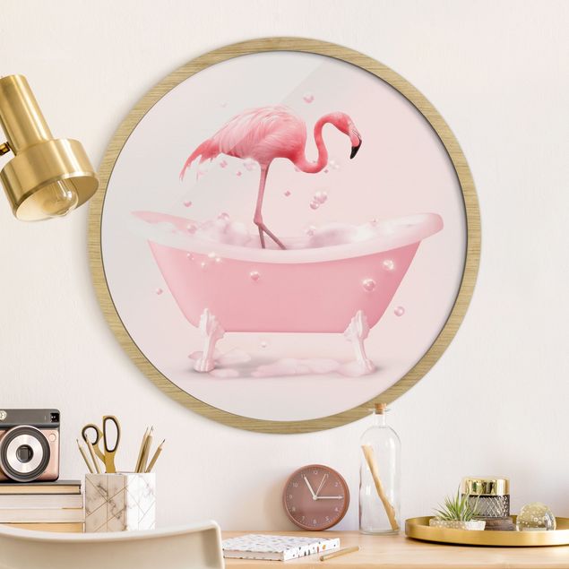 Rund billeder Bath Tub Flamingo