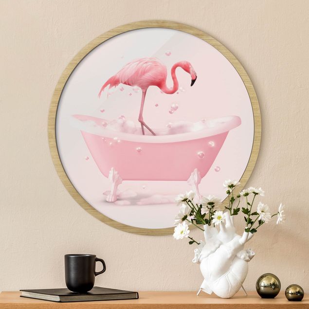 Indrammede plakater blomster Bath Tub Flamingo