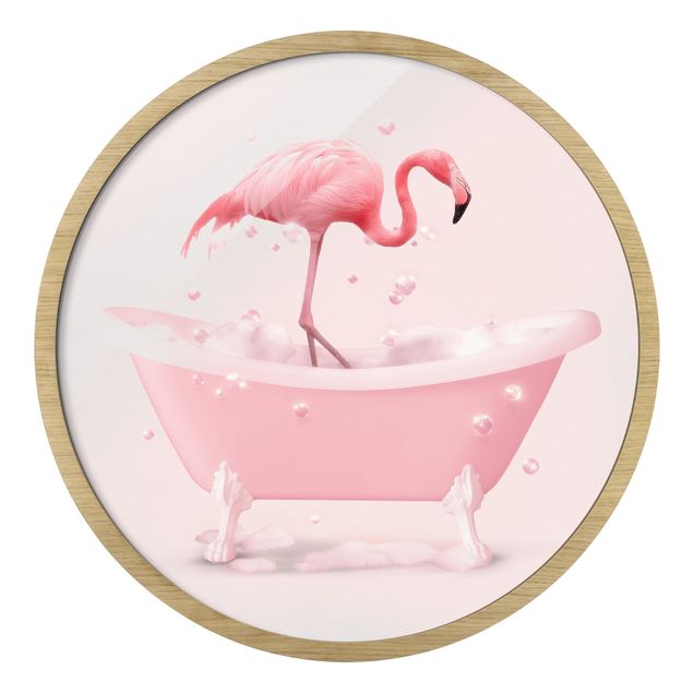 Indrammede plakater kunsttryk Bath Tub Flamingo