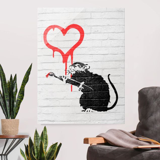Glasbilleder sort og hvid Love Rat - Brandalised ft. Graffiti by Banksy