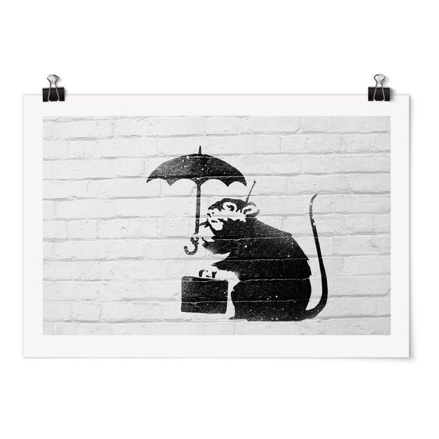 Billeder sort og hvid Ratte mit Regenschirm - Brandalised ft. Graffiti by Banksy