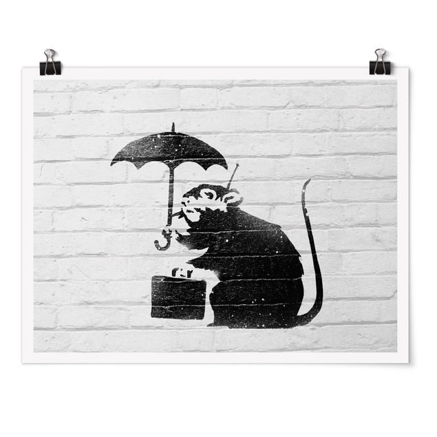 Billeder sort og hvid Ratte mit Regenschirm - Brandalised ft. Graffiti by Banksy