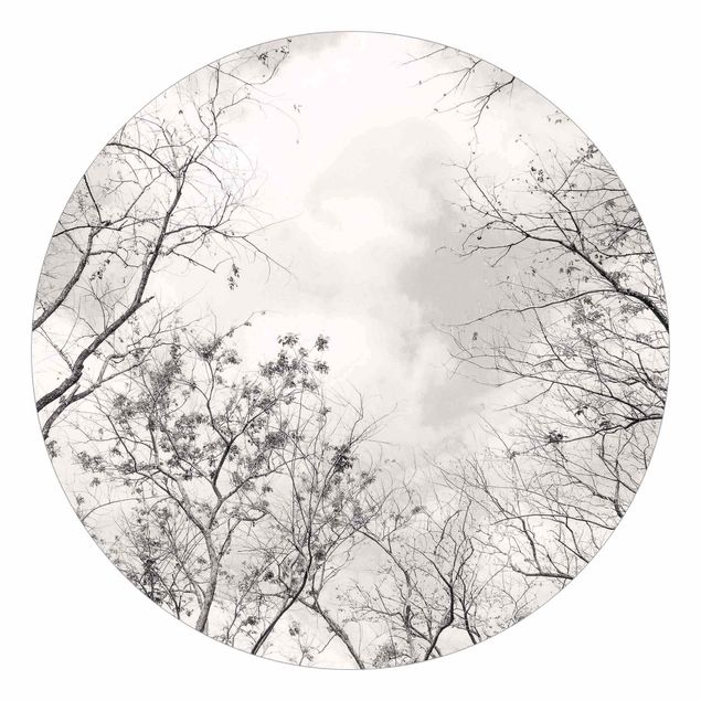 Tapet Treetops In The Sky In Warm Grey