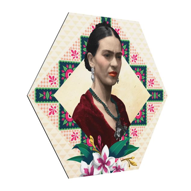 Billeder kunsttryk Frida Kahlo - Flowers And Geometry