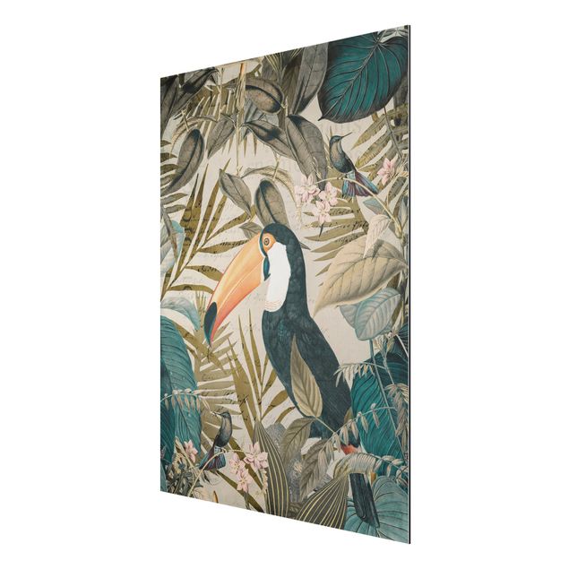 Billeder blomster Vintage Collage - Toucan In The Jungle