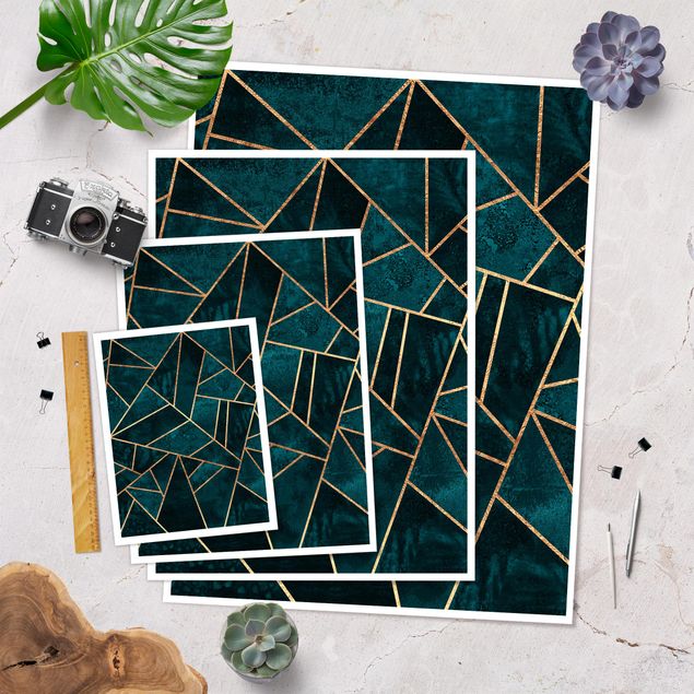 Plakater Dark Turquoise With Gold