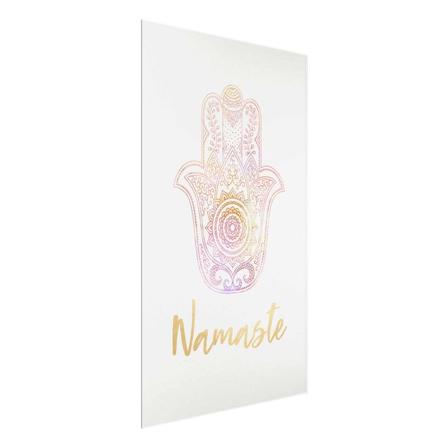 Billeder mandalas Hamsa Hand Illustration Namaste Gold Light Pink