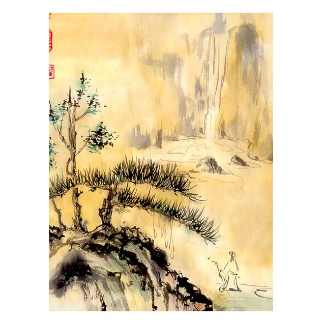 Billeder træer Japanese Watercolour Drawing Cedars And Mountains