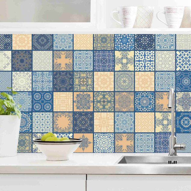 køkken dekorationer Sunny Mediterranian Tiles With Blue Joints II