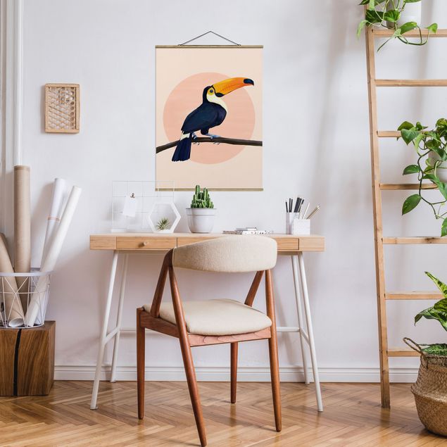 Billeder kunsttryk Illustration Bird Toucan Painting Pastel