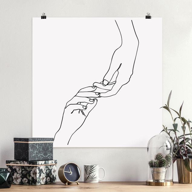 Kunst stilarter Line Art Hands Touching Black And White