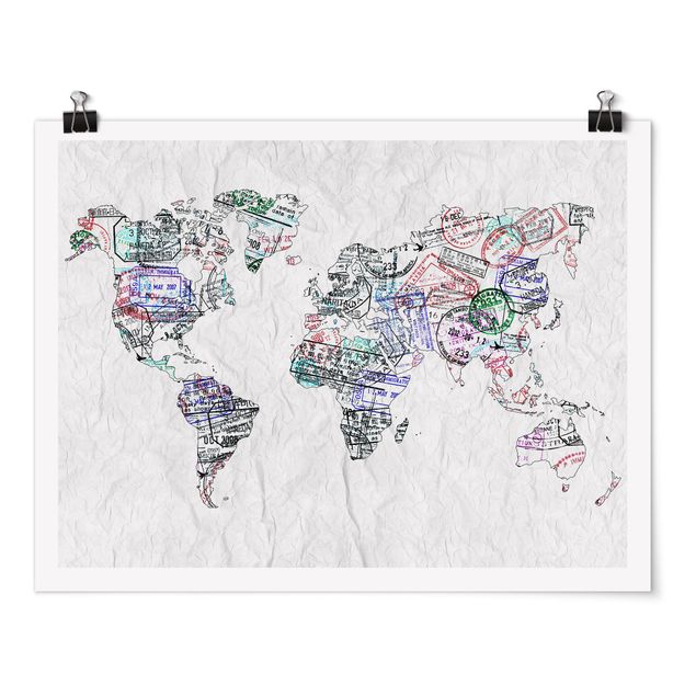 Billeder verdenskort Passport Stamp World Map