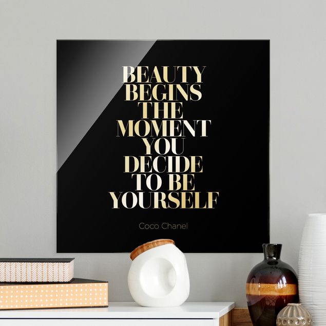 Glasbilleder ordsprog Be yourself Coco Chanel Black
