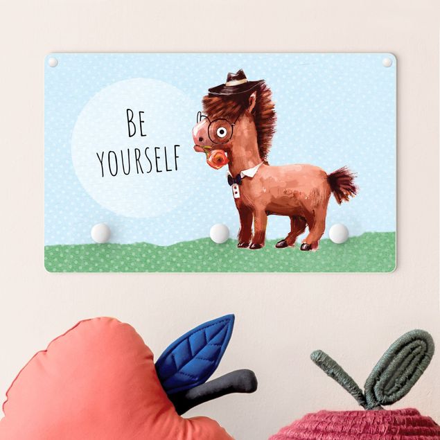 Børneværelse deco Bespectacled Pony With Text Be Yourself