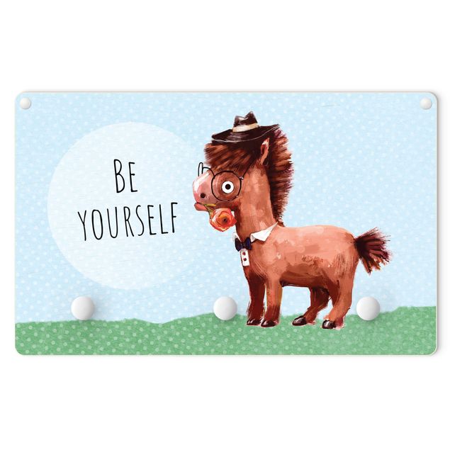 Knagerækker Bespectacled Pony With Text Be Yourself