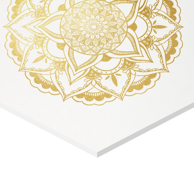 Billeder Mandala Flower Sun Illustration Set Gold