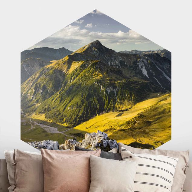 køkken dekorationer Mountains And Valley Of The Lechtal Alps In Tirol