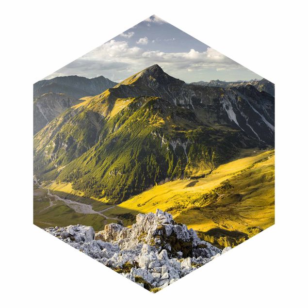 Fototapet landskaber Mountains And Valley Of The Lechtal Alps In Tirol