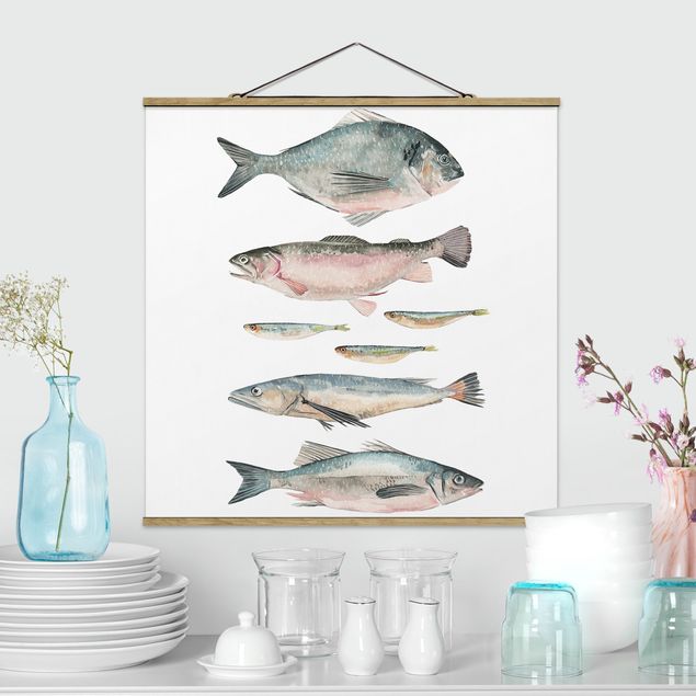 køkken dekorationer Seven Fish In Watercolour II