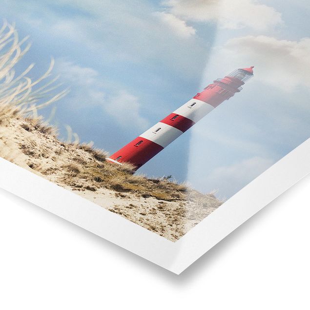 Plakater strande Lighthouse Between Dunes