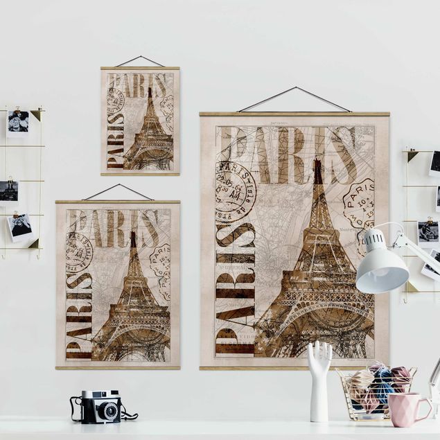 Billeder brun Shabby Chic Collage - Paris