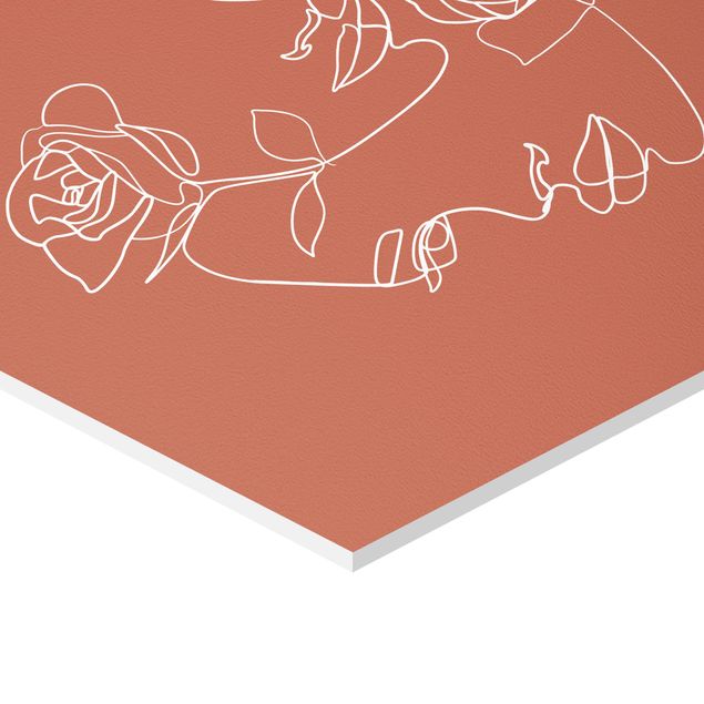 Billeder Line Art Faces Women Roses Copper