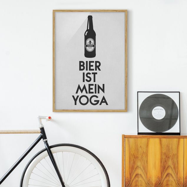 Indrammede plakater sort og hvid Bier Ist Mein Yoga