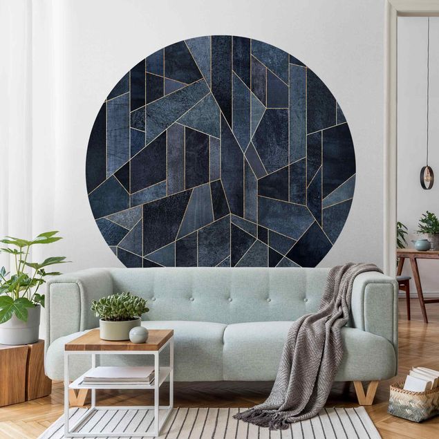 Tapet geometrisk Blue Geometry Watercolour