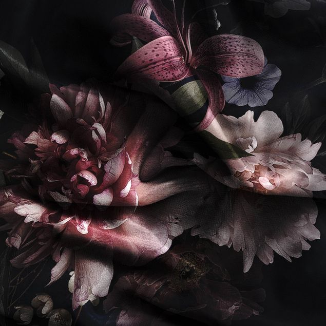 Blomster gardiner Flowers With Fog On Black