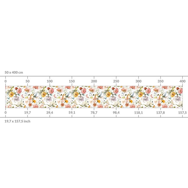 Stænkplade - Flowers and Birds Watercolour Pattern